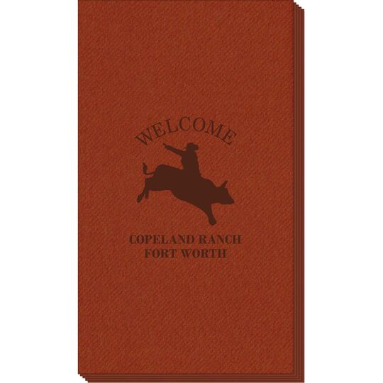 Bull Rider Silhouette Linen Like Guest Towels